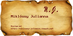 Miklóssy Julianna névjegykártya